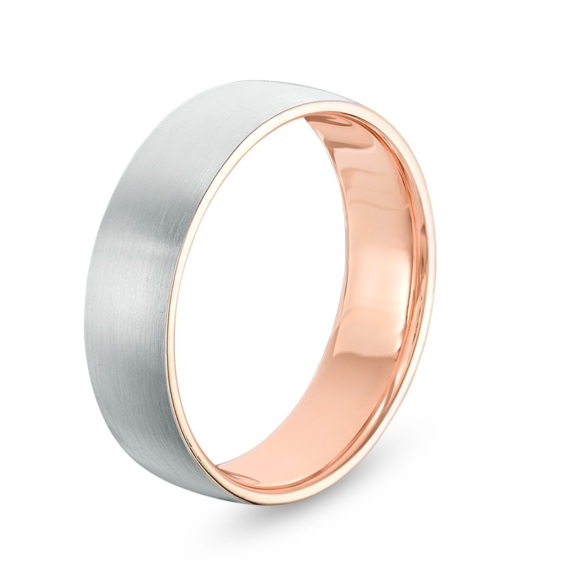 Previously Owned - Men's 6.0mm Brushed Comfort Fit Wedding Band in 10K Two-Tone Gold