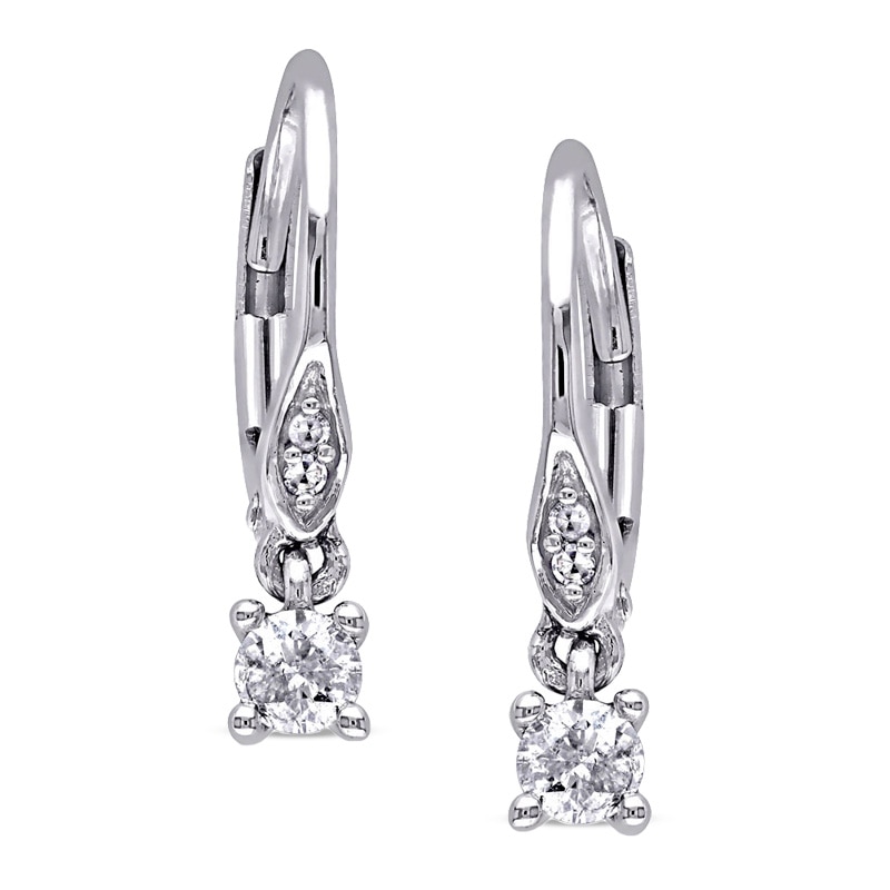 Main Image 1 of Previously Owned - 1/4 CT. T.W. Diamond Drop Earrings in 10K White Gold