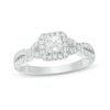 Thumbnail Image 1 of Previously Owned - Celebration Ideal 3/4 CT. T.W. Princess-Cut Diamond Frame Engagement Ring in 14K White Gold (I/I1)