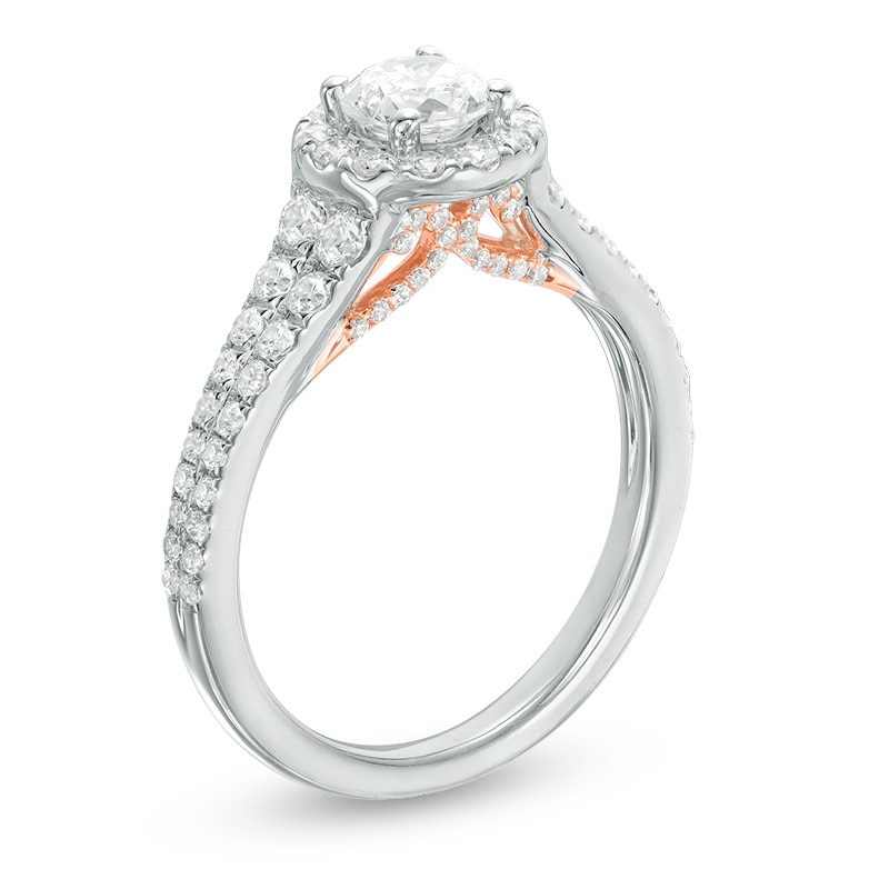 Main Image 2 of Previously Owned - Celebration Ideal 1-1/4 CT. T.W. Diamond Frame Engagement Ring in 14K White Gold