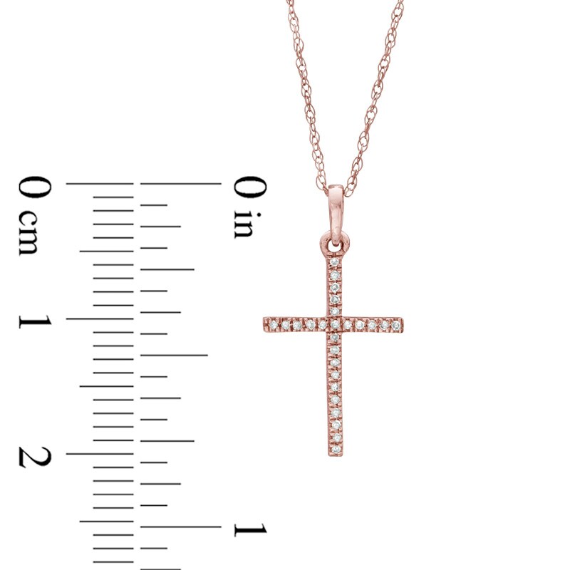 Main Image 2 of Previously Owned - Diamond Accent Cross Pendant in 10K Rose Gold