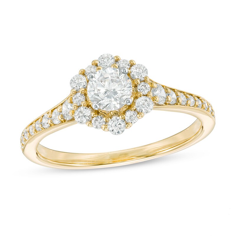 Main Image 1 of Previously Owned - Love's Destiny by Zales 3/4 CT. T.W. Diamond Hexagon Frame Engagement Ring in 14K Gold