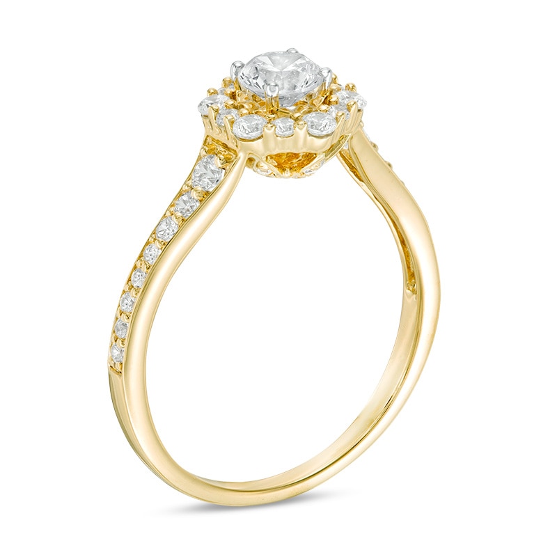 Main Image 2 of Previously Owned - Love's Destiny by Zales 3/4 CT. T.W. Diamond Hexagon Frame Engagement Ring in 14K Gold