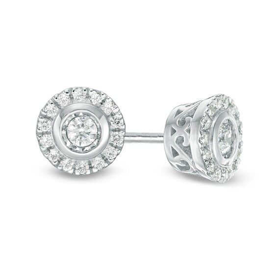 Previously Owned - 1/5 CT. T.W. Diamond Frame Stud Earrings in 10K White Gold Previously Owned - 1/5 CT. T.W. Diamond Frame Stud Earrings in 10K White Gold