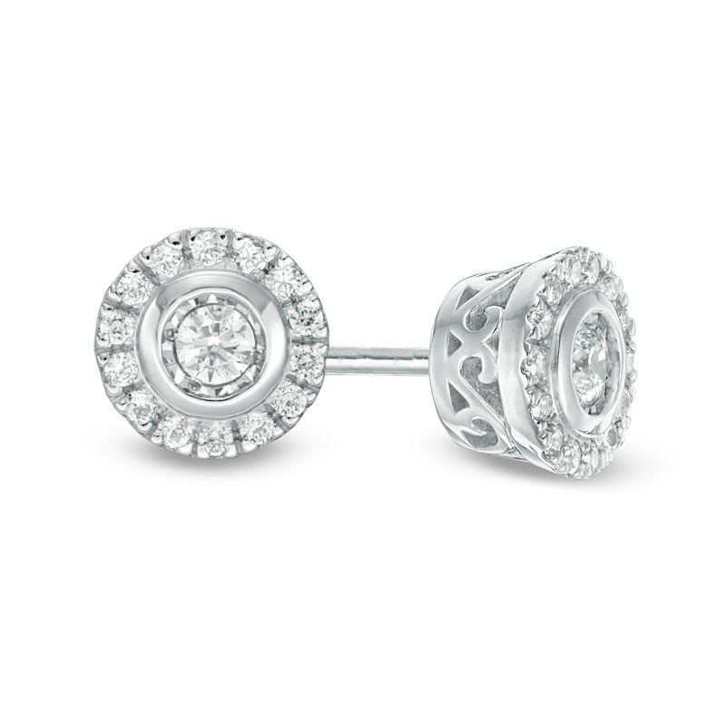 Previously Owned - 1/5 CT. T.W. Diamond Frame Stud Earrings in 10K White Gold