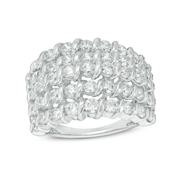 Previously Owned - 2 CT. T.W. Diamond Spiral Multi-Row Anniversary Ring in 10K White Gold