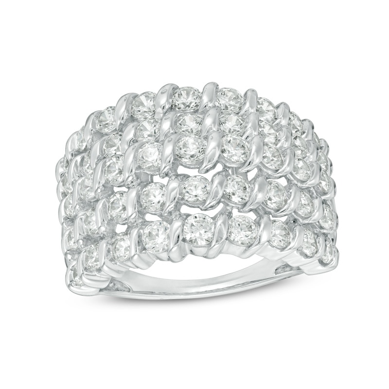 Main Image 1 of Previously Owned - 2 CT. T.W. Diamond Spiral Multi-Row Anniversary Ring in 10K White Gold