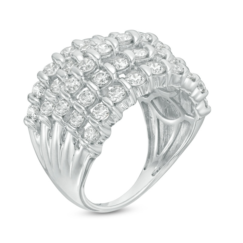 Previously Owned - 2 CT. T.W. Diamond Spiral Multi-Row Anniversary Ring in 10K White Gold