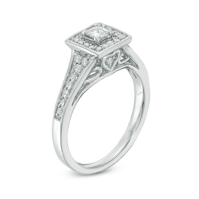 Previously Owned - 3/8 CT. T.W. Princess-Cut Diamond Frame Engagement Ring in 10K White Gold