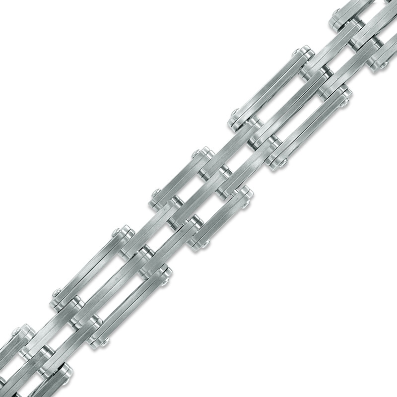 Previously Owned - Men's 12.0mm Brushed Bridge Link Bracelet in Stainless Steel - 8.5"