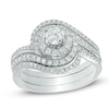 Thumbnail Image 0 of Previously Owned - 1 CT. T.W. Diamond Swirl Frame Three Piece Bridal Set in 14K White Gold