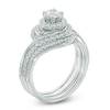 Thumbnail Image 1 of Previously Owned - 1 CT. T.W. Diamond Swirl Frame Three Piece Bridal Set in 14K White Gold