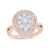 Thumbnail Image 0 of Previously Owned - 1 CT. T.W. Composite Diamond Triple Teardrop-Shaped Frame Engagement Ring in 10K Two-Tone Gold