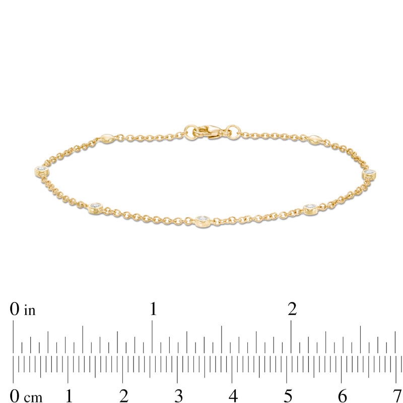 Main Image 3 of Previously Owned - 1/6 CT. T.W. Diamond Five Stone Station Bracelet in 10K Gold - 7.5"