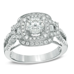 Previously Owned - Celebration Grand® 1-1/4 CT. T.W. Diamond Vintage-Style Engagement Ring in 14K White Gold (H-I/I1)