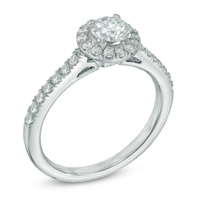 Previously Owned - Celebration Lux® 1 CT. T.W. Diamond Frame Engagement Ring in 18K White Gold (I/SI2)