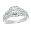 Previously Owned - Celebration Ideal 1-1/2 CT. T.W. Diamond Frame Three Stone Engagement Ring in 14K White Gold