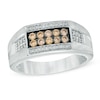 Thumbnail Image 0 of Previously Owned - 1/2 CT. T.W. Champagne and White Diamond Men's Band in 10K White Gold