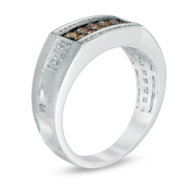 Main Image 2 of Previously Owned - 1/2 CT. T.W. Champagne and White Diamond Band in 10K White Gold