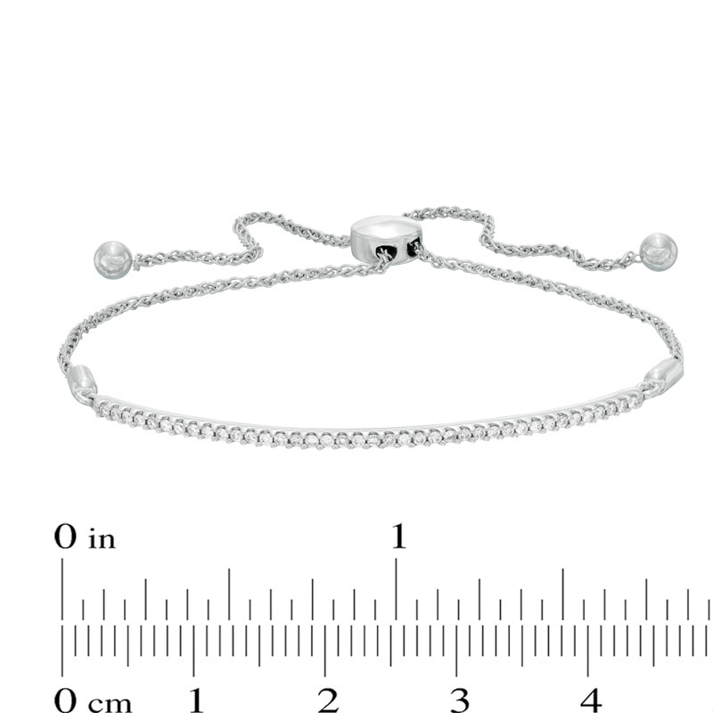 Main Image 2 of Previously Owned - 1/4 CT. T.W. Diamond Bar Bolo Bracelet in 10K White Gold - 8.0"