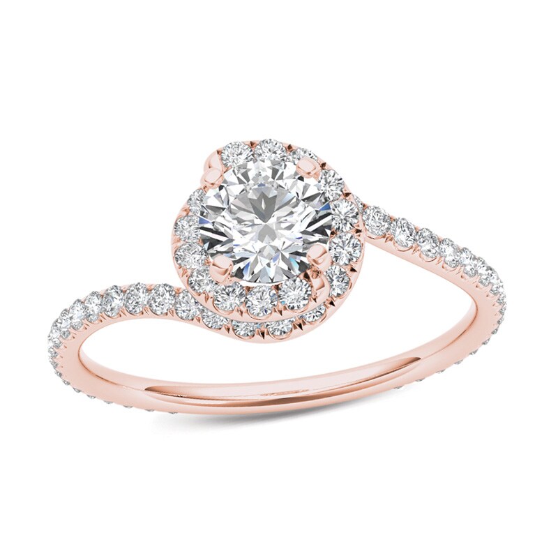 Main Image 1 of Previously Owned - 1 CT. T.W. Diamond Bypass Swirl Engagement Ring in 14K Rose Gold