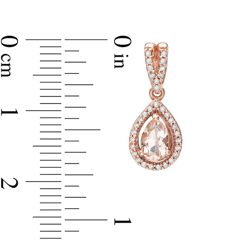 Main Image 2 of Previously Owned - Pear-Shaped Morganite and Diamond Accent Frame Drop Earrings in 10K Rose Gold