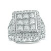 Thumbnail Image 1 of Previously Owned - 7 CT. T.W. Princess-Cut Composite Diamond Frame Triple Row Engagement Ring in 14K White Gold