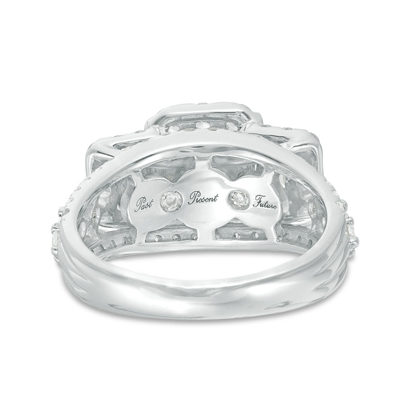 Previously Owned - 2-1/2 CT. T.W. Emerald-Cut Diamond Past Present Future® Frame Engagement Ring in 14K White Gold