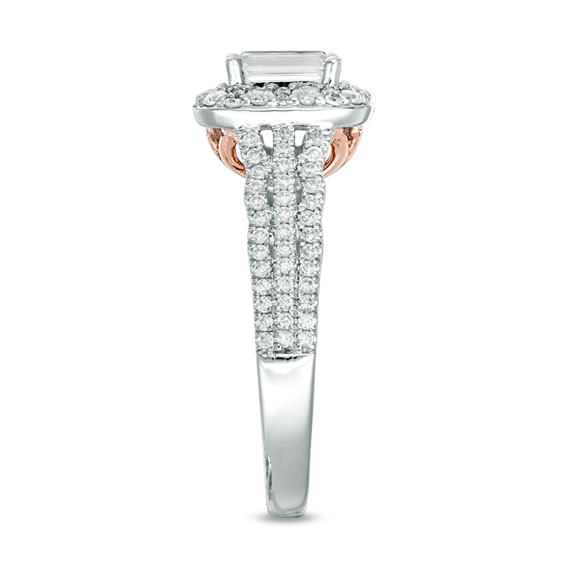 Main Image 4 of Previously Owned - Love's Destiny by Zales 1 CT. T.W. Emerald-Cut Diamond Engagement Ring in 14K Two-Tone Gold