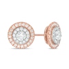 Thumbnail Image 1 of Previously Owned - 1 CT. T.W. Diamond Double Frame Stud Earrings in 10K Two-Tone Gold