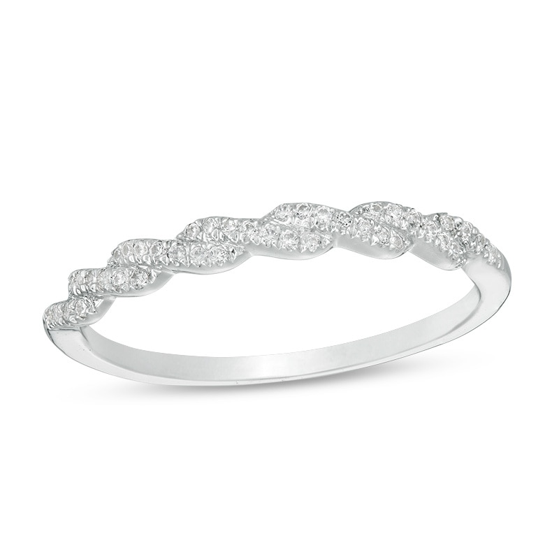Main Image 1 of Previously Owned - 1/10 CT. T.W. Diamond Twist Anniversary Band in 10K White Gold