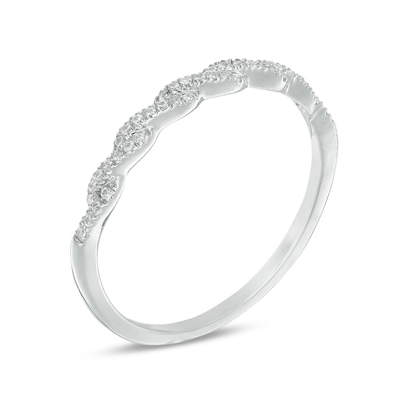 Main Image 2 of Previously Owned - 1/10 CT. T.W. Diamond Twist Anniversary Band in 10K White Gold