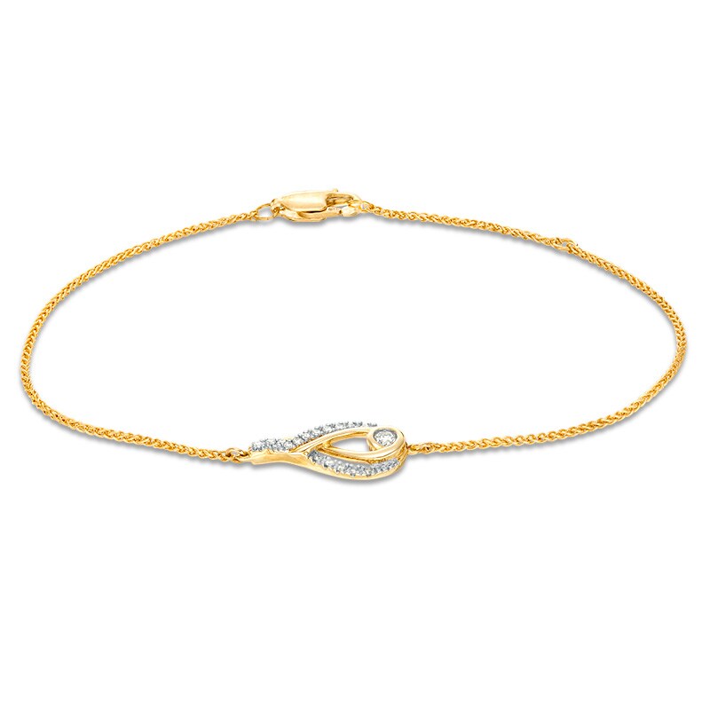 Previously Owned - Interwoven™ 1/6 CT. T.W. Diamond Bracelet in 10K Gold - 7.75"