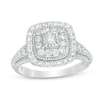 Previously Owned - 3/4 CT. T.W. Princess-Cut Diamond Double Frame Vintage-Style Engagement Ring in 14K White Gold