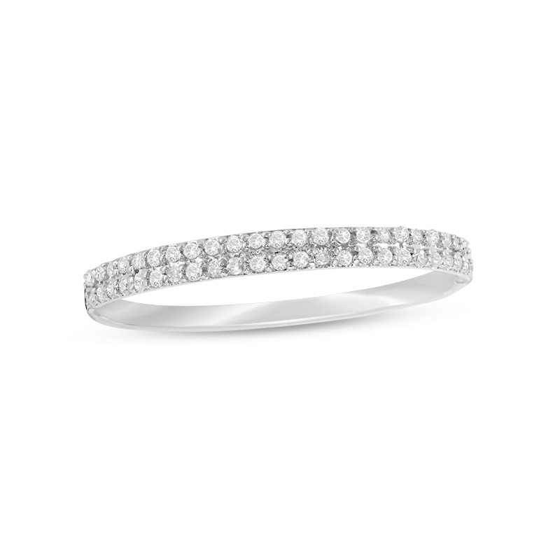 Main Image 1 of Previously Owned - 1/10 CT. T.W. Diamond Double Row Anniversary Band in 10K White Gold