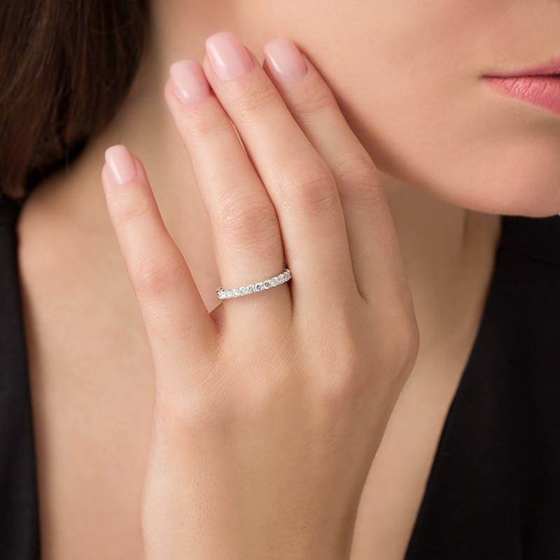 Main Image 3 of Previously Owned - 1/2 CT. T.W. Diamond Prong Band in 14K White Gold