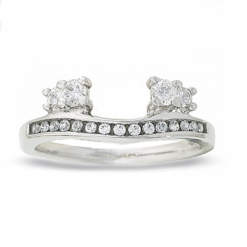 Main Image 1 of Previously Owned - 3/8 CT. T.W. Four-Stone Diamond Wrap Solitaire Enhancer in 14K White Gold
