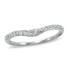 Thumbnail Image 1 of Previously Owned - 1/8 CT. T.W. Diamond Swoop Contour Wedding Band in 14K White Gold