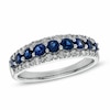 Thumbnail Image 0 of Previously Owned - Blue Sapphire and 1/3 CT. T.W. Diamond Band in 14K White Gold