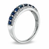 Thumbnail Image 1 of Previously Owned - Blue Sapphire and 1/3 CT. T.W. Diamond Band in 14K White Gold