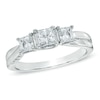 Thumbnail Image 1 of Previously Owned - Celebration 102® 1 CT. T.W. Princess-Cut Diamond Three Stone Ring in 18K White Gold (I/SI2)