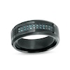 Thumbnail Image 0 of Previously Owned - Men's 1/6 CT. T.W. Enhanced Blue Diamond Comfort-Fit Wedding Band in Black IP Stainless Steel
