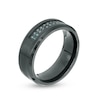 Thumbnail Image 1 of Previously Owned - Men's 1/6 CT. T.W. Enhanced Blue Diamond Comfort-Fit Wedding Band in Black IP Stainless Steel