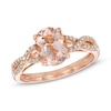 Thumbnail Image 1 of Previously Owned - Oval Morganite and 1/10 CT. T.W. Diamond Twist Ring in 10K Rose Gold