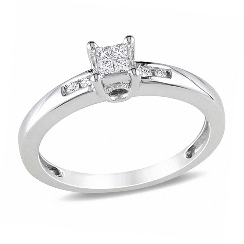 Main Image 1 of Previously Owned - 1/8 CT. T.W. Quad Princess-Cut Diamond Promise Ring in Sterling Silver