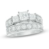 Thumbnail Image 1 of Previously Owned - 2-3/4 CT. T.W. Princess-Cut Diamond Past Present Future® Bridal Set in 14K White Gold