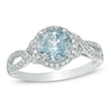 Thumbnail Image 1 of Previously Owned - 7.0mm Aquamarine and 1/6 CT. T.W. Diamond Frame Engagement Ring in 10K White Gold