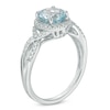 Thumbnail Image 2 of Previously Owned - 7.0mm Aquamarine and 1/6 CT. T.W. Diamond Frame Engagement Ring in 10K White Gold
