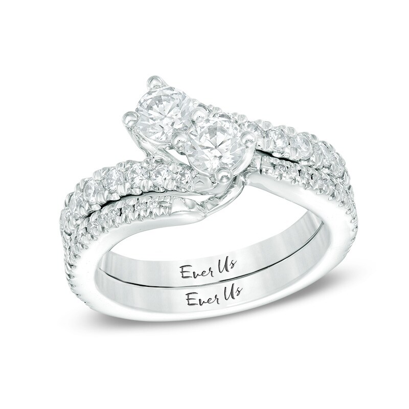 Main Image 3 of Previously Owned - Ever Us® 1/4 CT. T.W. Diamond Contour Band in 14K White Gold