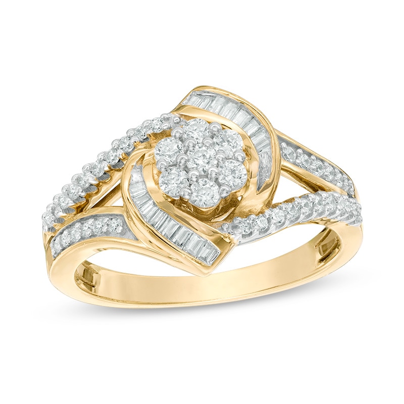 Main Image 1 of Previously Owned - 1/2 CT. T.W. Composite Diamond Whirlwind Split Shank Ring in 10K Gold